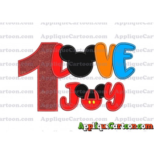 Love Joy Mickey Mouse Applique Design Birthday Number 1