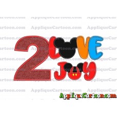 Love Joy Mickey Mouse Applique Design Birthday Number 2