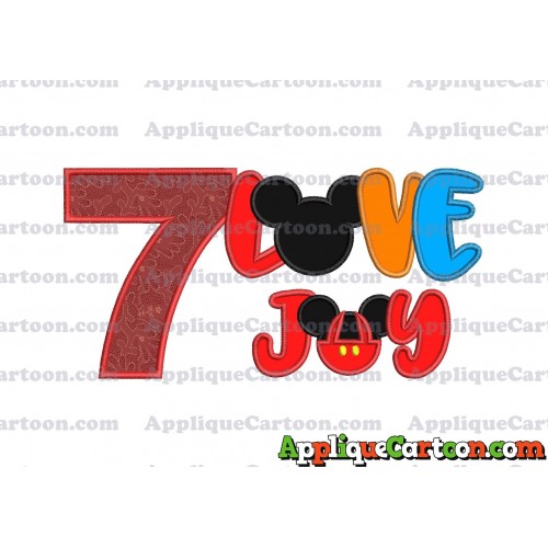 Love Joy Mickey Mouse Applique Design Birthday Number 7