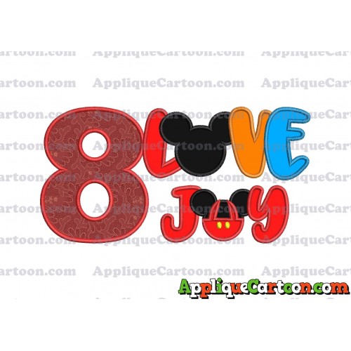 Love Joy Mickey Mouse Applique Design Birthday Number 8