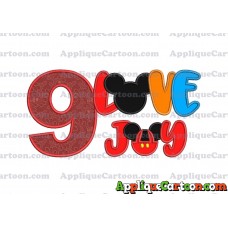 Love Joy Mickey Mouse Applique Design Birthday Number 9