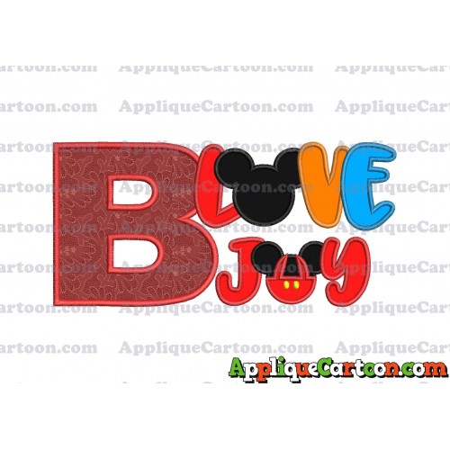 Love Joy Mickey Mouse Applique Design With Alphabet B