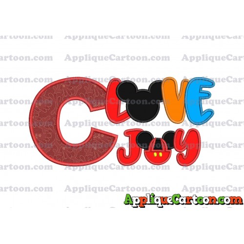 Love Joy Mickey Mouse Applique Design With Alphabet C
