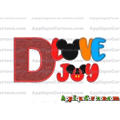 Love Joy Mickey Mouse Applique Design With Alphabet D