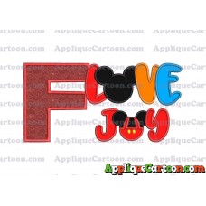 Love Joy Mickey Mouse Applique Design With Alphabet F