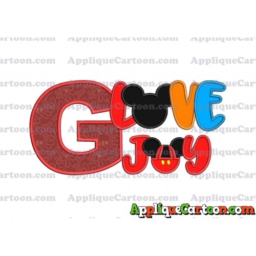 Love Joy Mickey Mouse Applique Design With Alphabet G