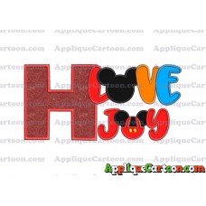 Love Joy Mickey Mouse Applique Design With Alphabet H