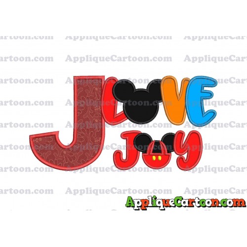Love Joy Mickey Mouse Applique Design With Alphabet J