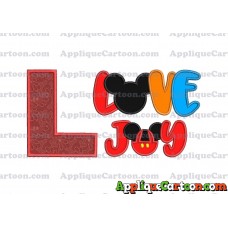 Love Joy Mickey Mouse Applique Design With Alphabet L