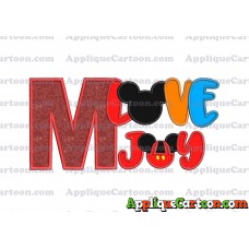 Love Joy Mickey Mouse Applique Design With Alphabet M