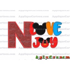 Love Joy Mickey Mouse Applique Design With Alphabet N