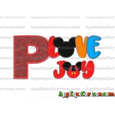 Love Joy Mickey Mouse Applique Design With Alphabet P