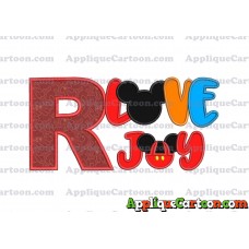 Love Joy Mickey Mouse Applique Design With Alphabet R