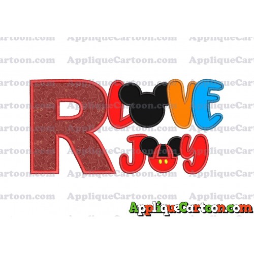 Love Joy Mickey Mouse Applique Design With Alphabet R