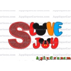 Love Joy Mickey Mouse Applique Design With Alphabet S