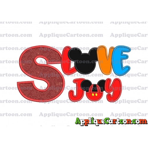 Love Joy Mickey Mouse Applique Design With Alphabet S