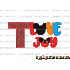 Love Joy Mickey Mouse Applique Design With Alphabet T