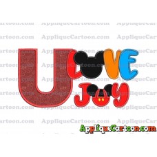 Love Joy Mickey Mouse Applique Design With Alphabet U