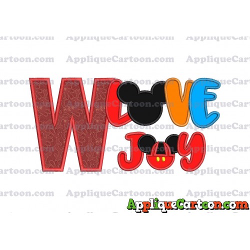 Love Joy Mickey Mouse Applique Design With Alphabet W