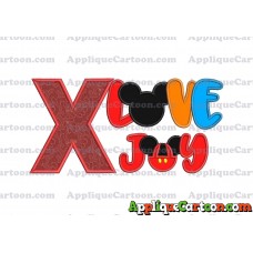 Love Joy Mickey Mouse Applique Design With Alphabet X