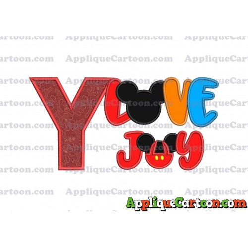Love Joy Mickey Mouse Applique Design With Alphabet Y