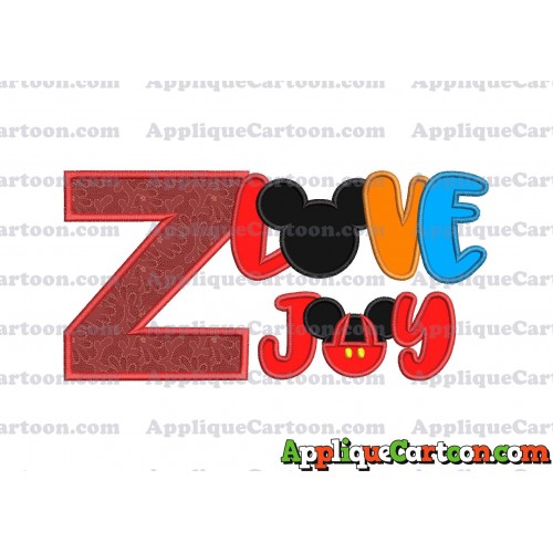 Love Joy Mickey Mouse Applique Design With Alphabet Z