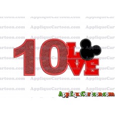 Love Mickey Mouse Applique Embroidery Design Birthday Number 10