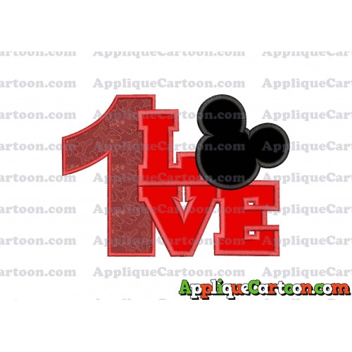 Love Mickey Mouse Applique Embroidery Design Birthday Number 1