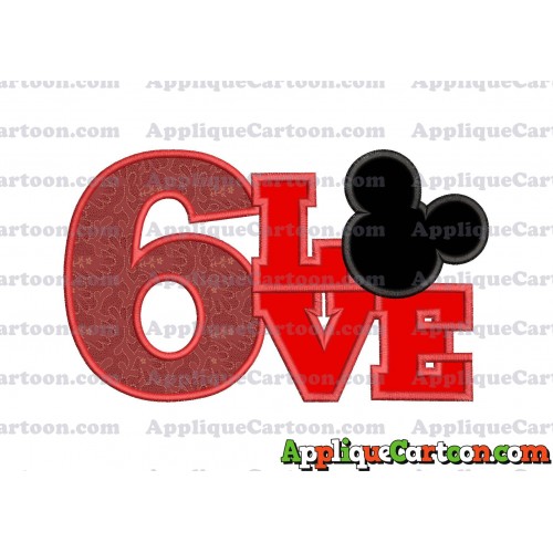 Love Mickey Mouse Applique Embroidery Design Birthday Number 6