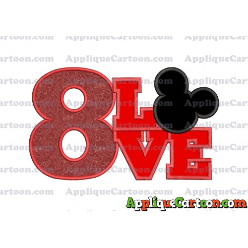 Love Mickey Mouse Applique Embroidery Design Birthday Number 8