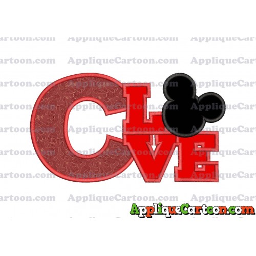 Love Mickey Mouse Applique Embroidery Design With Alphabet C