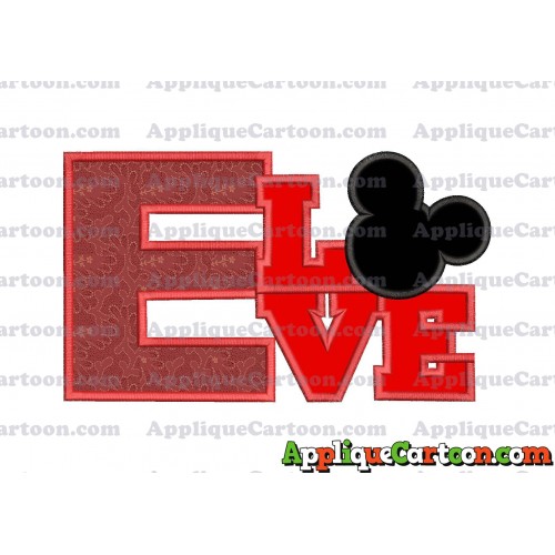 Love Mickey Mouse Applique Embroidery Design With Alphabet E
