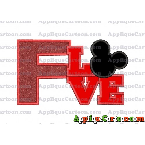 Love Mickey Mouse Applique Embroidery Design With Alphabet F