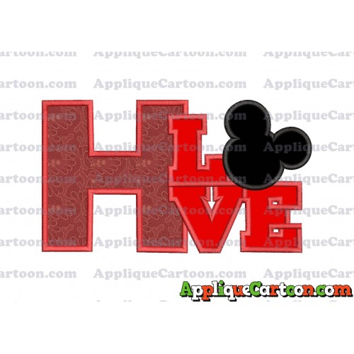 Love Mickey Mouse Applique Embroidery Design With Alphabet H