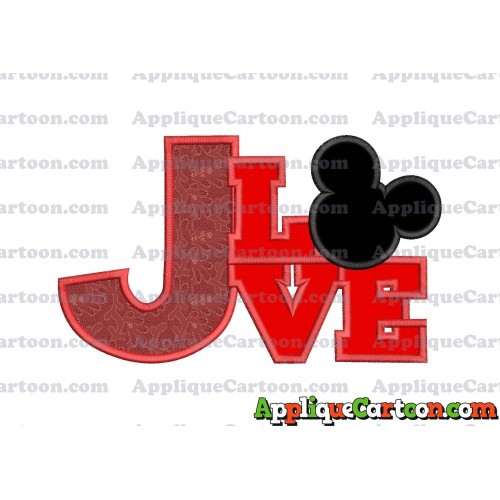 Love Mickey Mouse Applique Embroidery Design With Alphabet J