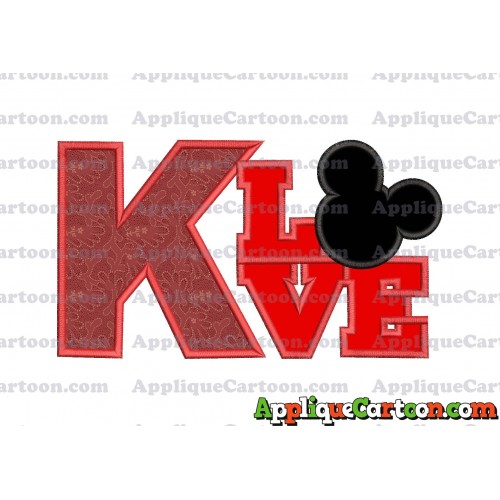 Love Mickey Mouse Applique Embroidery Design With Alphabet K