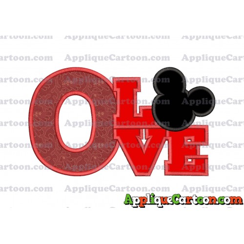 Love Mickey Mouse Applique Embroidery Design With Alphabet O