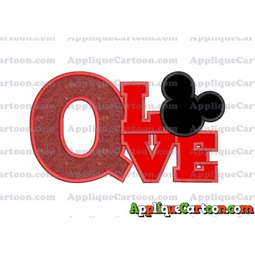 Love Mickey Mouse Applique Embroidery Design With Alphabet Q
