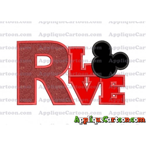 Love Mickey Mouse Applique Embroidery Design With Alphabet R