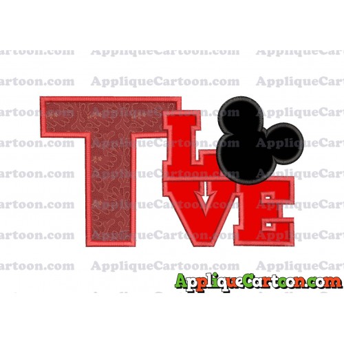 Love Mickey Mouse Applique Embroidery Design With Alphabet T
