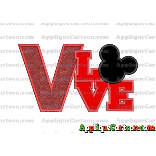 Love Mickey Mouse Applique Embroidery Design With Alphabet V