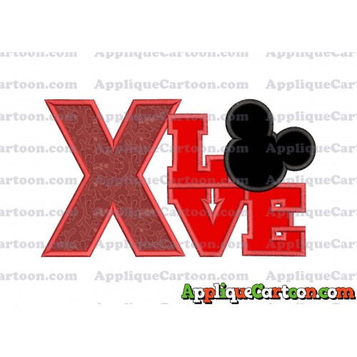 Love Mickey Mouse Applique Embroidery Design With Alphabet X