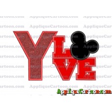 Love Mickey Mouse Applique Embroidery Design With Alphabet Y