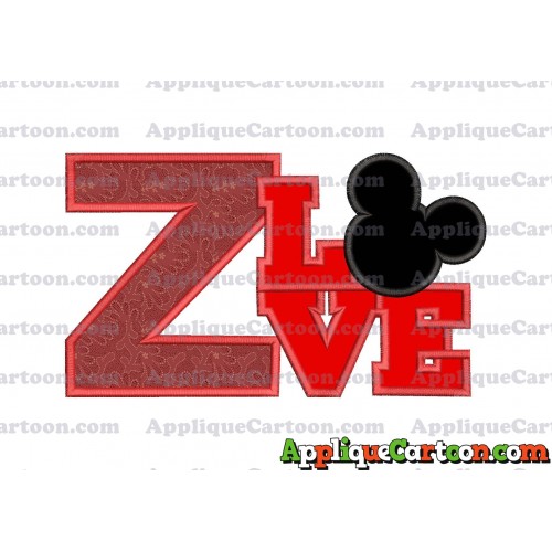 Love Mickey Mouse Applique Embroidery Design With Alphabet Z