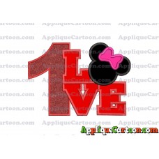 Love Minnie Mouse Applique Embroidery Design Birthday Number 1