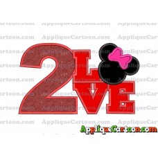 Love Minnie Mouse Applique Embroidery Design Birthday Number 2