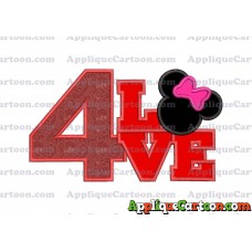 Love Minnie Mouse Applique Embroidery Design Birthday Number 4