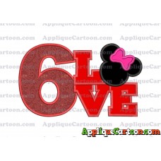 Love Minnie Mouse Applique Embroidery Design Birthday Number 6