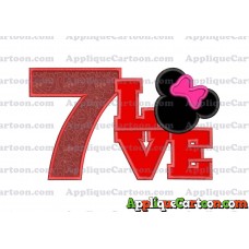 Love Minnie Mouse Applique Embroidery Design Birthday Number 7