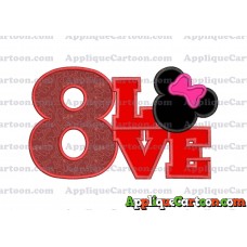Love Minnie Mouse Applique Embroidery Design Birthday Number 8